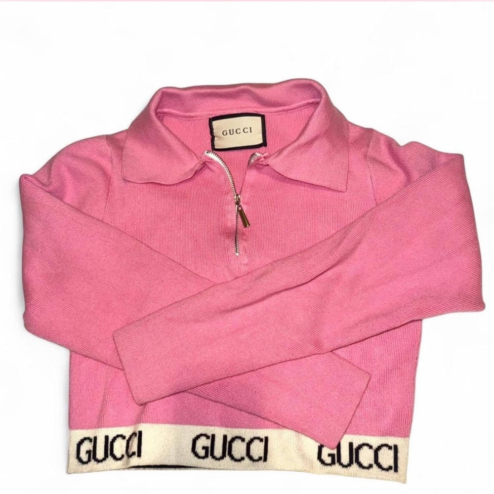 Luxury Pink Half-Zip Polo Sweater